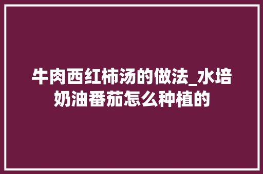 牛肉西红柿汤的做法_水培奶油番茄怎么种植的 牛肉西红柿汤的做法_水培奶油番茄怎么种植的 番茄种植技巧