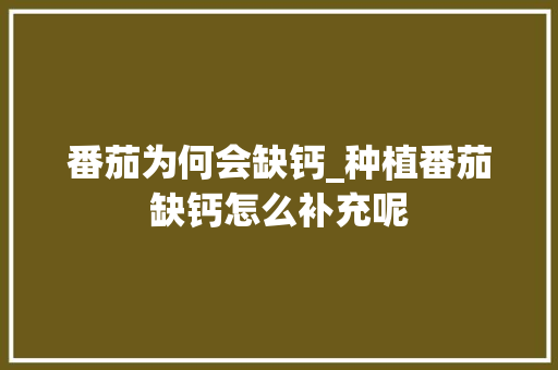 番茄为何会缺钙_种植番茄缺钙怎么补充呢 番茄为何会缺钙_种植番茄缺钙怎么补充呢 番茄种植技巧