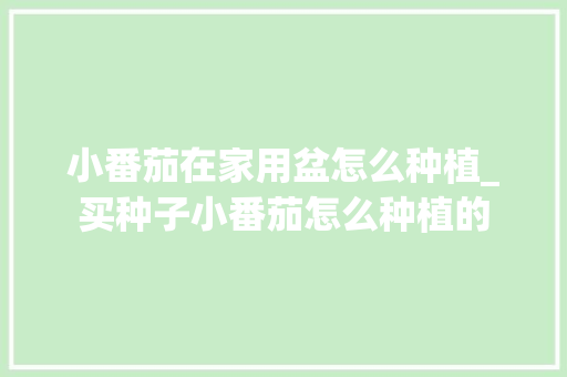 小番茄在家用盆怎么种植_买种子小番茄怎么种植的 小番茄在家用盆怎么种植_买种子小番茄怎么种植的 土壤施肥