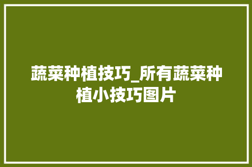 蔬菜种植技巧_所有蔬菜种植小技巧图片 蔬菜种植技巧_所有蔬菜种植小技巧图片 土壤施肥