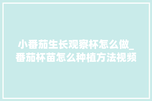 小番茄生长观察杯怎么做_番茄杯苗怎么种植方法视频 小番茄生长观察杯怎么做_番茄杯苗怎么种植方法视频 植物种类