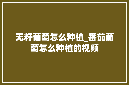 无籽葡萄怎么种植_番茄葡萄怎么种植的视频