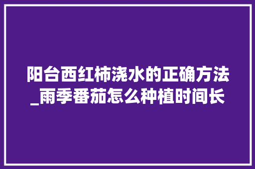 阳台西红柿浇水的正确方法_雨季番茄怎么种植时间长 阳台西红柿浇水的正确方法_雨季番茄怎么种植时间长 番茄种植技巧