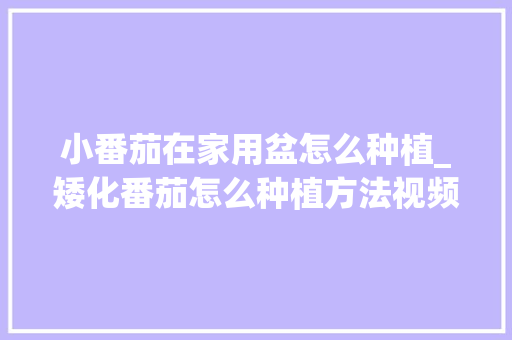 小番茄在家用盆怎么种植_矮化番茄怎么种植方法视频 小番茄在家用盆怎么种植_矮化番茄怎么种植方法视频 土壤施肥