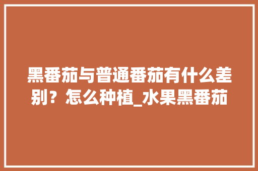 黑番茄与普通番茄有什么差别？怎么种植_水果黑番茄怎么种植视频 黑番茄与普通番茄有什么差别？怎么种植_水果黑番茄怎么种植视频 土壤施肥