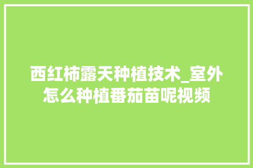 西红柿露天种植技术_室外怎么种植番茄苗呢视频 西红柿露天种植技术_室外怎么种植番茄苗呢视频 番茄病虫害防治