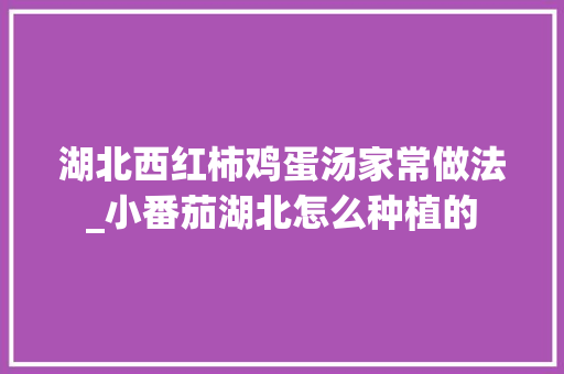 湖北西红柿鸡蛋汤家常做法_小番茄湖北怎么种植的 湖北西红柿鸡蛋汤家常做法_小番茄湖北怎么种植的 番茄种植技巧