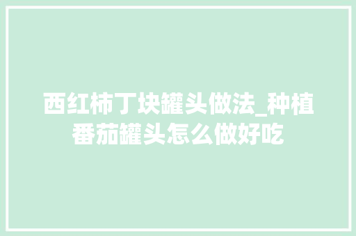 西红柿丁块罐头做法_种植番茄罐头怎么做好吃