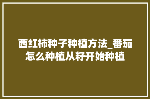 西红柿种子种植方法_番茄怎么种植从籽开始种植 西红柿种子种植方法_番茄怎么种植从籽开始种植 种植技巧