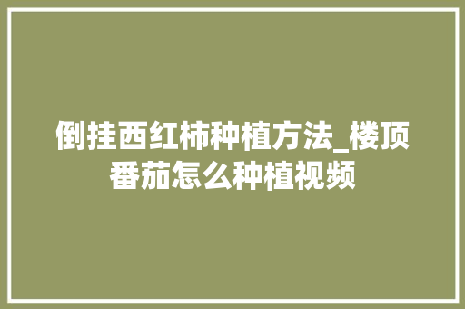 倒挂西红柿种植方法_楼顶番茄怎么种植视频 倒挂西红柿种植方法_楼顶番茄怎么种植视频 土壤施肥