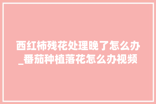西红柿残花处理晚了怎么办_番茄种植落花怎么办视频 西红柿残花处理晚了怎么办_番茄种植落花怎么办视频 种植技巧