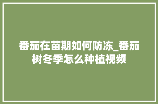 番茄在苗期如何防冻_番茄树冬季怎么种植视频 番茄在苗期如何防冻_番茄树冬季怎么种植视频 植物种类