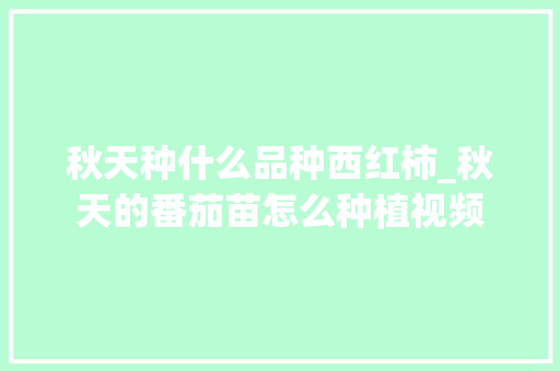 秋天种什么品种西红柿_秋天的番茄苗怎么种植视频 秋天种什么品种西红柿_秋天的番茄苗怎么种植视频 植物种类