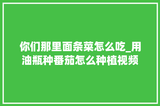 你们那里面条菜怎么吃_用油瓶种番茄怎么种植视频