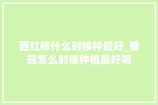 西红柿什么时候种最好_番茄怎么时候种植最好呢 西红柿什么时候种最好_番茄怎么时候种植最好呢 植物种类