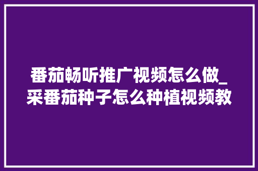 番茄畅听推广视频怎么做_采番茄种子怎么种植视频教程 番茄畅听推广视频怎么做_采番茄种子怎么种植视频教程 番茄种植技巧