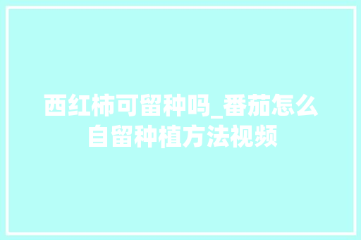 西红柿可留种吗_番茄怎么自留种植方法视频
