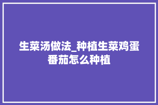 生菜汤做法_种植生菜鸡蛋番茄怎么种植