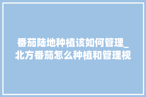番茄陆地种植该如何管理_北方番茄怎么种植和管理视频 番茄陆地种植该如何管理_北方番茄怎么种植和管理视频 花朵知识