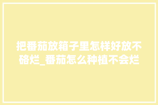 把番茄放箱子里怎样好放不硌烂_番茄怎么种植不会烂根