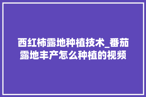 西红柿露地种植技术_番茄露地丰产怎么种植的视频 西红柿露地种植技术_番茄露地丰产怎么种植的视频 植物种类