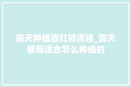 露天种植西红柿流程_露天番茄适合怎么种植的 露天种植西红柿流程_露天番茄适合怎么种植的 花朵知识