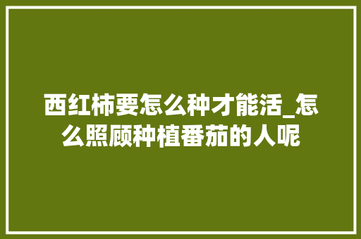 西红柿要怎么种才能活_怎么照顾种植番茄的人呢 西红柿要怎么种才能活_怎么照顾种植番茄的人呢 花朵知识