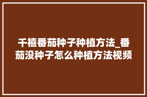 千禧番茄种子种植方法_番茄没种子怎么种植方法视频 千禧番茄种子种植方法_番茄没种子怎么种植方法视频 番茄种植技巧