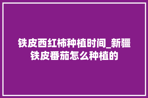 铁皮西红柿种植时间_新疆铁皮番茄怎么种植的 农业常识 铁皮西红柿种植时间_新疆铁皮番茄怎么种植的 铁皮西红柿种植时间_新疆铁皮番茄怎么种植的 农业常识