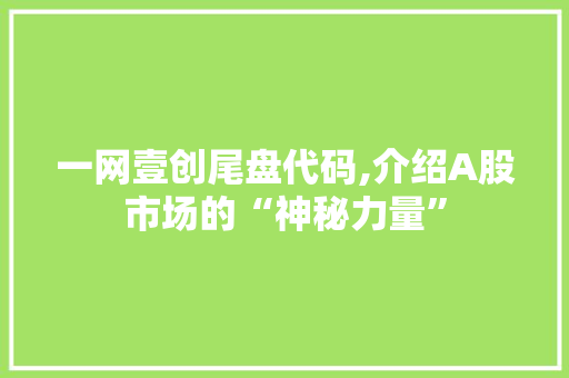 一网壹创尾盘代码,介绍A股市场的“神秘力量” 一网壹创尾盘代码,介绍A股市场的“神秘力量” 花朵知识