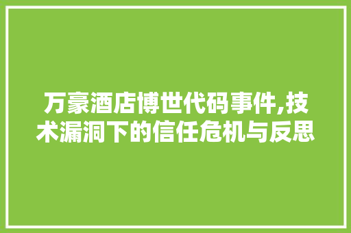 万豪酒店博世代码事件,技术漏洞下的信任危机与反思 万豪酒店博世代码事件,技术漏洞下的信任危机与反思 番茄种植技巧
