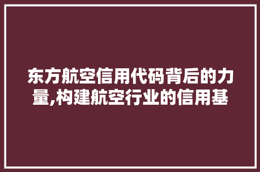 东方航空信用代码背后的力量,构建航空行业的信用基石