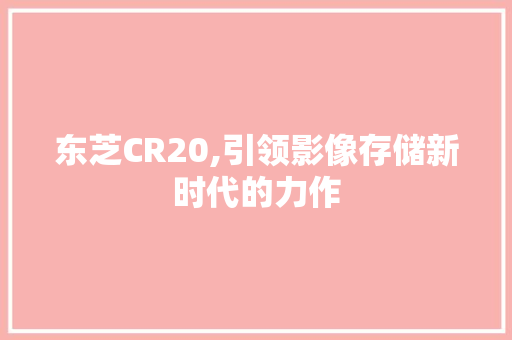 东芝CR20,引领影像存储新时代的力作 东芝CR20,引领影像存储新时代的力作 种植技巧