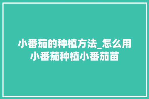 小番茄的种植方法_怎么用小番茄种植小番茄苗 小番茄的种植方法_怎么用小番茄种植小番茄苗 番茄病虫害防治
