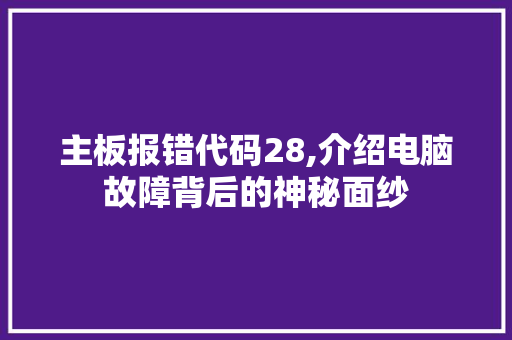 主板报错代码28,介绍电脑故障背后的神秘面纱