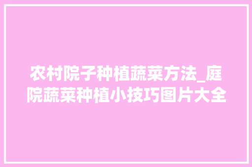 农村院子种植蔬菜方法_庭院蔬菜种植小技巧图片大全 农村院子种植蔬菜方法_庭院蔬菜种植小技巧图片大全 番茄种植技巧