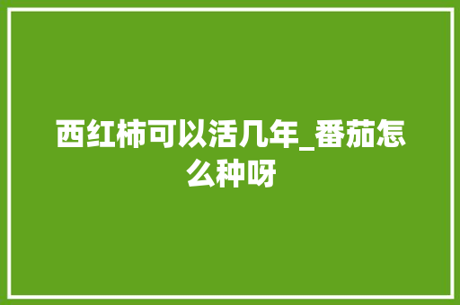 西红柿可以活几年_番茄怎么种呀 西红柿可以活几年_番茄怎么种呀 植物种类