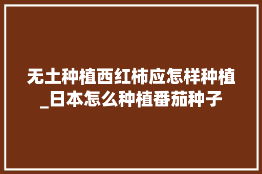 无土种植西红柿应怎样种植_日本怎么种植番茄种子 无土种植西红柿应怎样种植_日本怎么种植番茄种子 土壤施肥