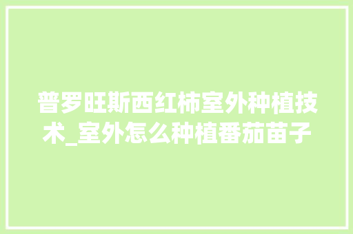 普罗旺斯西红柿室外种植技术_室外怎么种植番茄苗子呢视频 普罗旺斯西红柿室外种植技术_室外怎么种植番茄苗子呢视频 花朵知识
