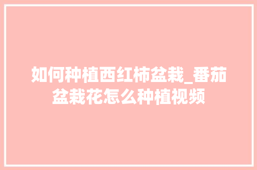 如何种植西红柿盆栽_番茄盆栽花怎么种植视频 如何种植西红柿盆栽_番茄盆栽花怎么种植视频 番茄病虫害防治