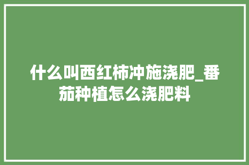 什么叫西红柿冲施浇肥_番茄种植怎么浇肥料 什么叫西红柿冲施浇肥_番茄种植怎么浇肥料 花朵知识