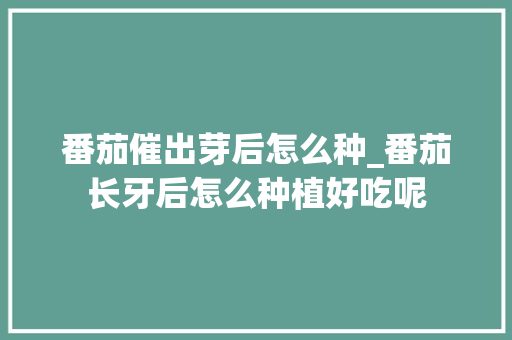 番茄催出芽后怎么种_番茄长牙后怎么种植好吃呢 番茄催出芽后怎么种_番茄长牙后怎么种植好吃呢 土壤施肥