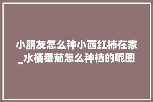 小朋友怎么种小西红柿在家_水桶番茄怎么种植的呢图片 小朋友怎么种小西红柿在家_水桶番茄怎么种植的呢图片 种植技巧