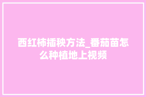 西红柿插秧方法_番茄苗怎么种植地上视频 西红柿插秧方法_番茄苗怎么种植地上视频 土壤施肥
