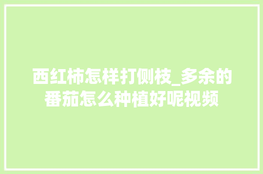 西红柿怎样打侧枝_多余的番茄怎么种植好呢视频