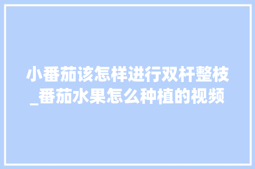 小番茄该怎样进行双杆整枝_番茄水果怎么种植的视频教程 小番茄该怎样进行双杆整枝_番茄水果怎么种植的视频教程 植物种类