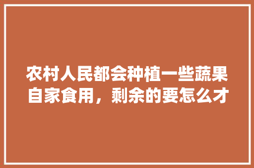 农村人民都会种植一些蔬果自家食用，剩余的要怎么才能销售出去_农村蔬菜种植技巧和方法 农村人民都会种植一些蔬果自家食用，剩余的要怎么才能销售出去_农村蔬菜种植技巧和方法 植物种类