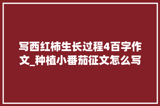 写西红柿生长过程4百字作文_种植小番茄征文怎么写好呢 写西红柿生长过程4百字作文_种植小番茄征文怎么写好呢 土壤施肥