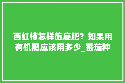 西红柿怎样施底肥？如果用有机肥应该用多少_番茄种植前怎么施肥最好