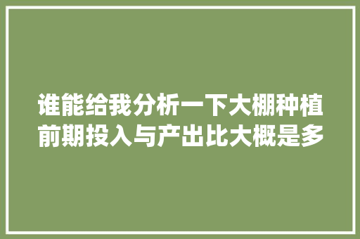 谁能给我分析一下大棚种植前期投入与产出比大概是多少？（棚长可能只有四五十米）_小番茄种植产出怎么算价格